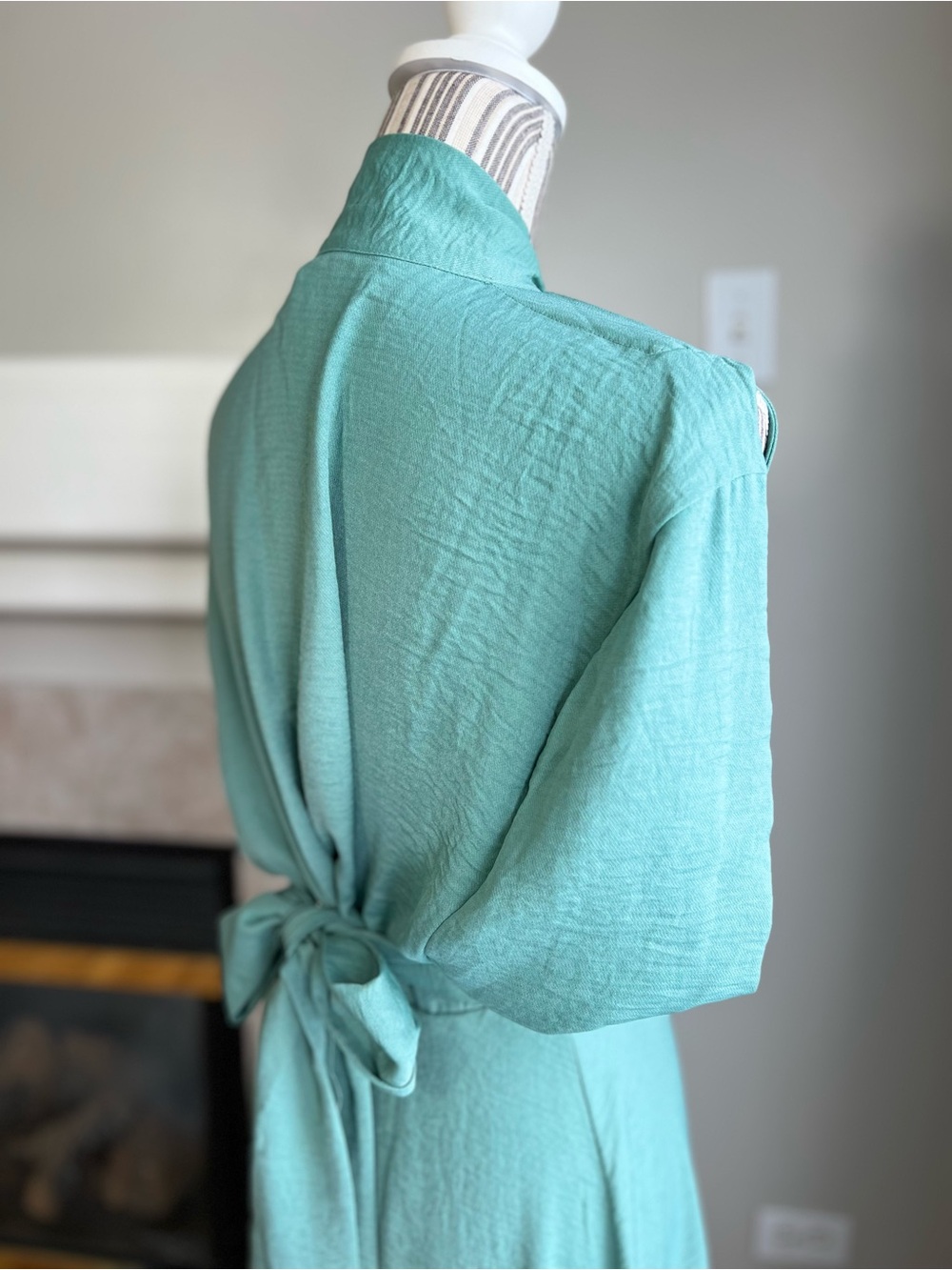 Sage Green Tie-Neck Maxi Dress - Picture 5 of 5